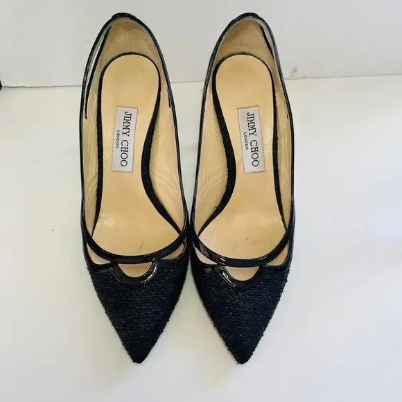 Jimmy Choo Hickory 85 Woven Canvas Pump - Picture 5 of 5